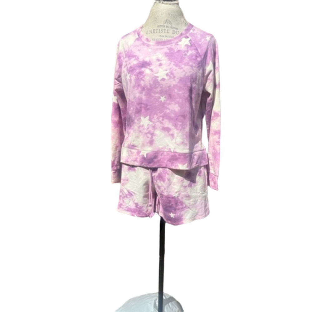 NWT Wildfox Lavender Tie-Dye Star Lounge Shorts Set PM7